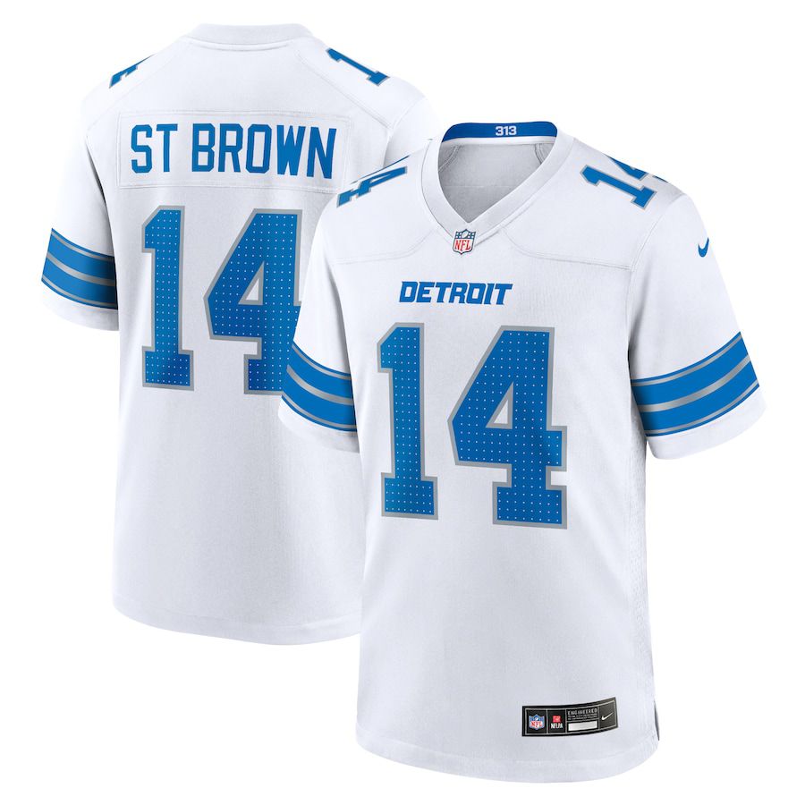 Men Detroit Lions #14 Amon-Ra St. Brown Nike White Game NFL Jersey